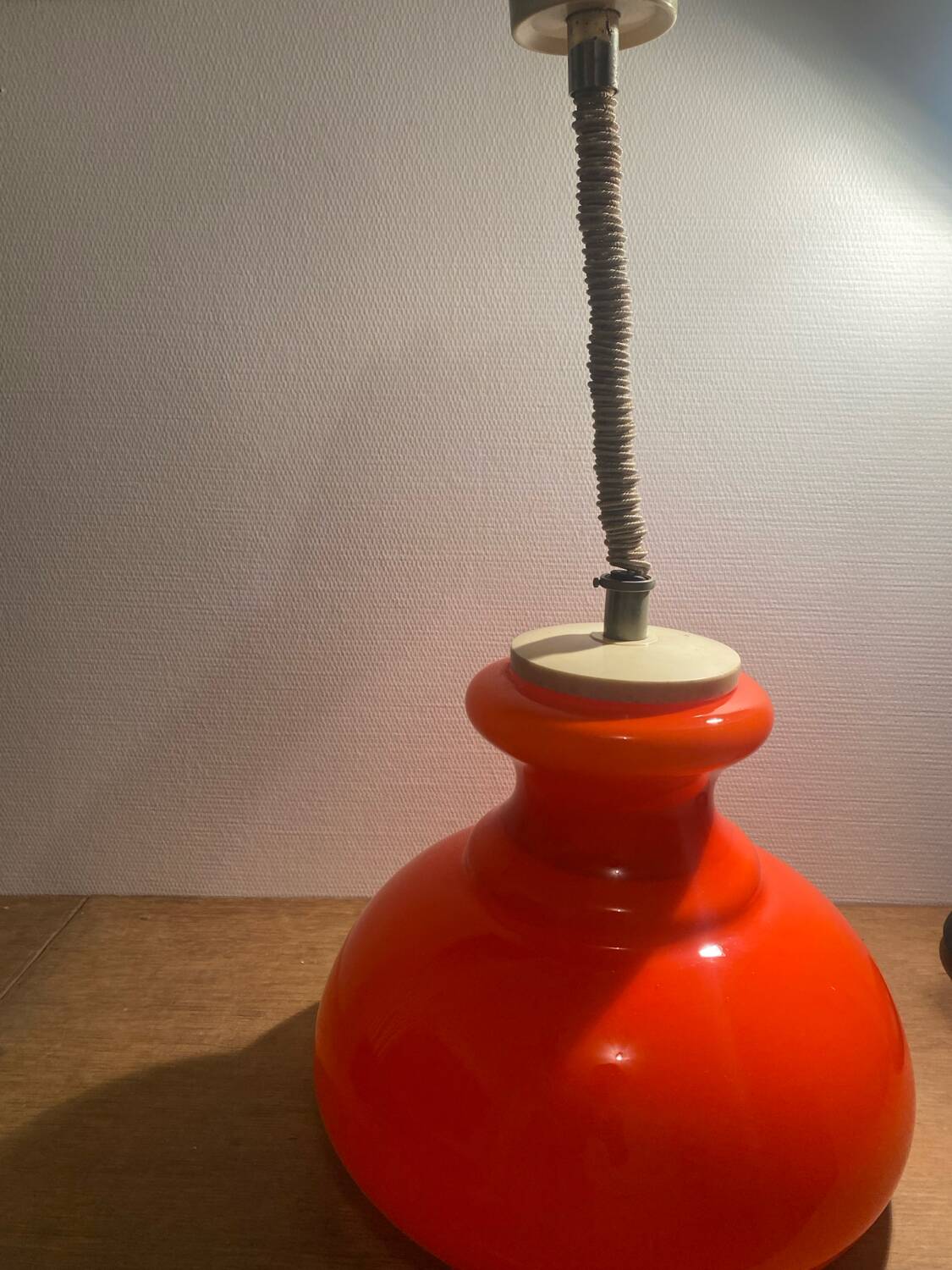 Vintage orange opaline pendant light