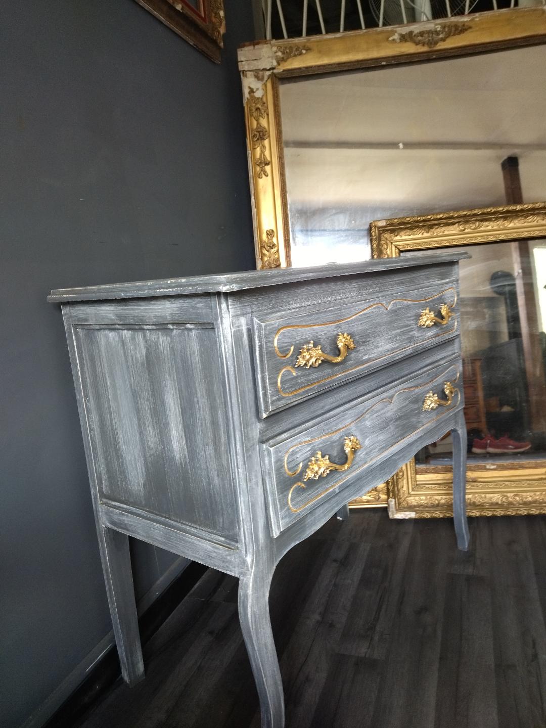 Louis XV-style patinated grey dresser