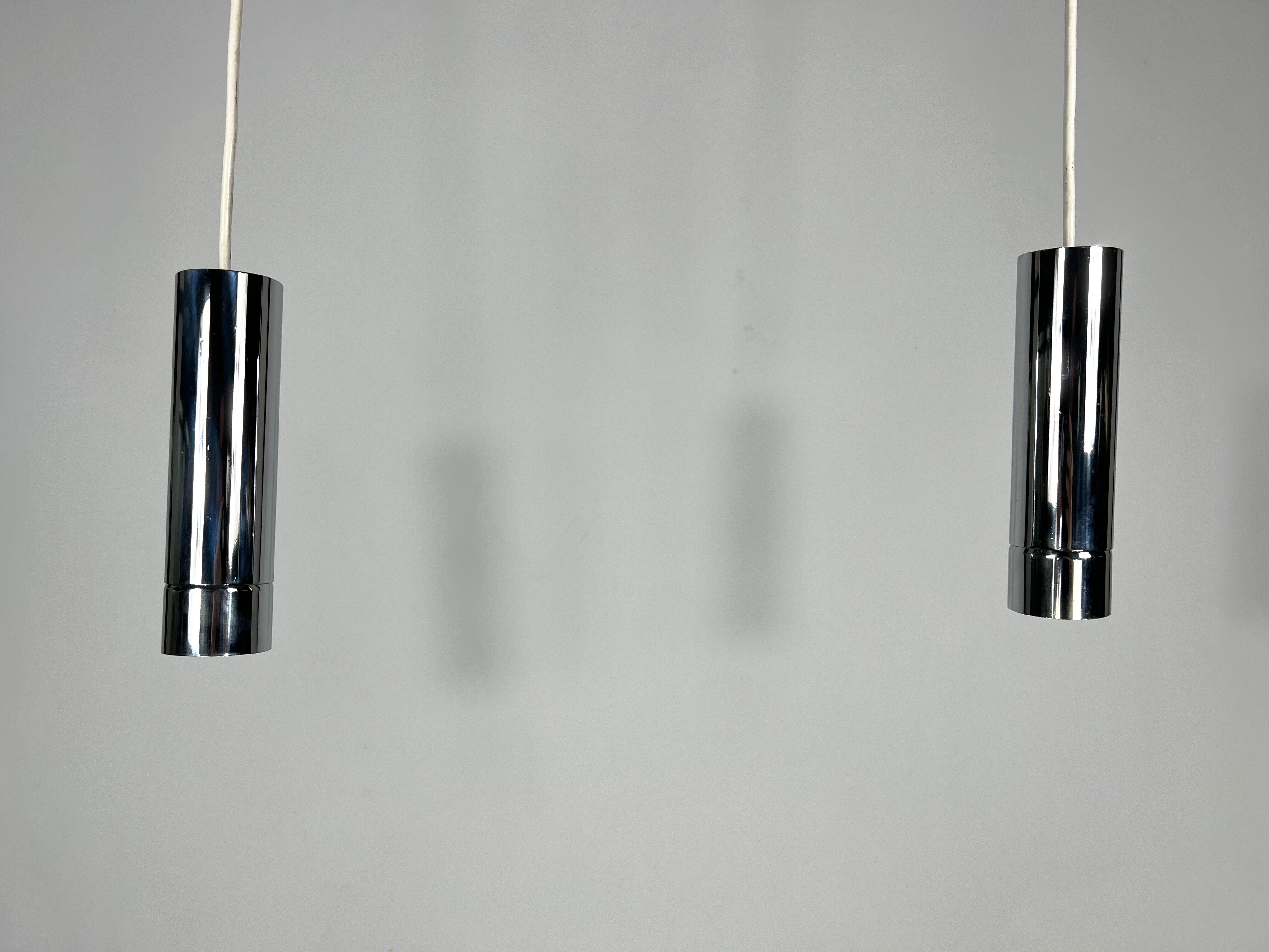 Stilux Milano, set of two chrome pendant lamps from 70s
