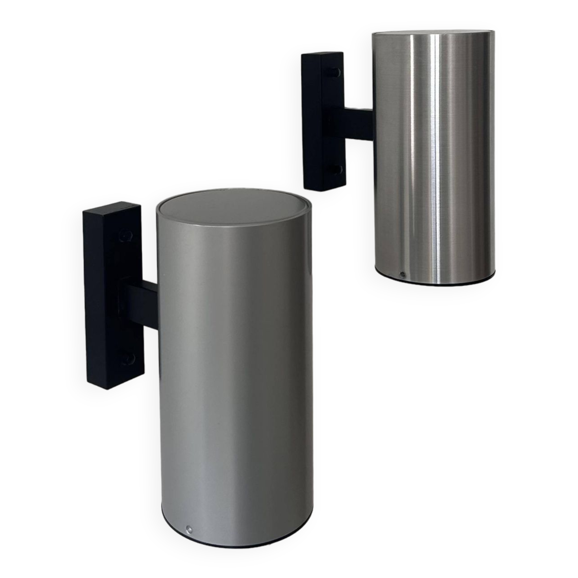 Pair of vintage wall lights, brushed metal, Bur Leucthen Germany 1970