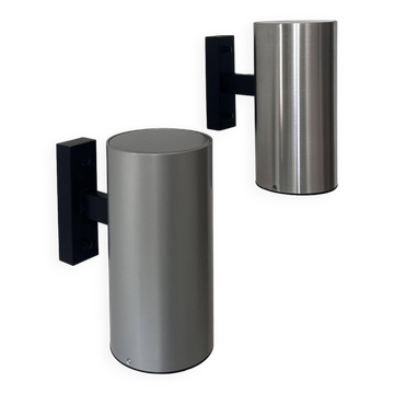 Pair of vintage wall lights, brushed metal, Bur Leucthen Germany 1970