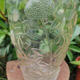 Old large molded glass vase with thistle decoration