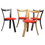 4 chaises en bois, années 1970