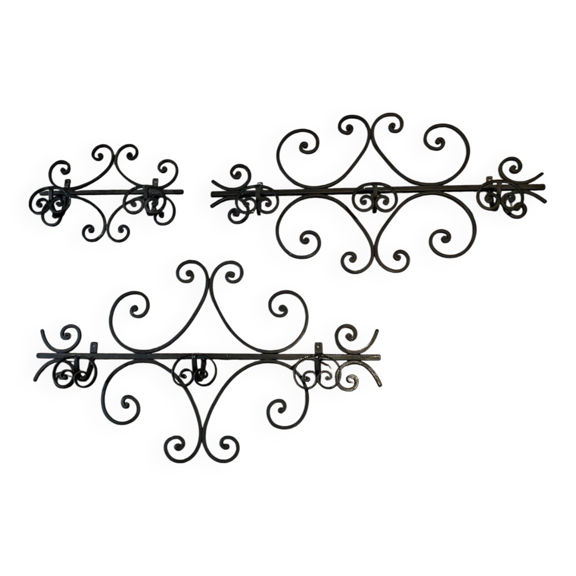 3 wrought iron coat racks