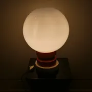 Opaline glass and wood table lamp, Italy, 1970s