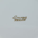 Green and gilded LIMOGES porcelain cup and cup lunch