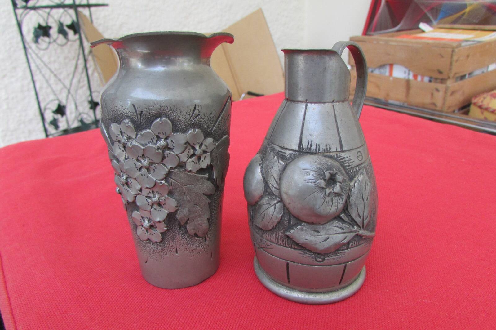 Vase et pichet en étain "rispal"