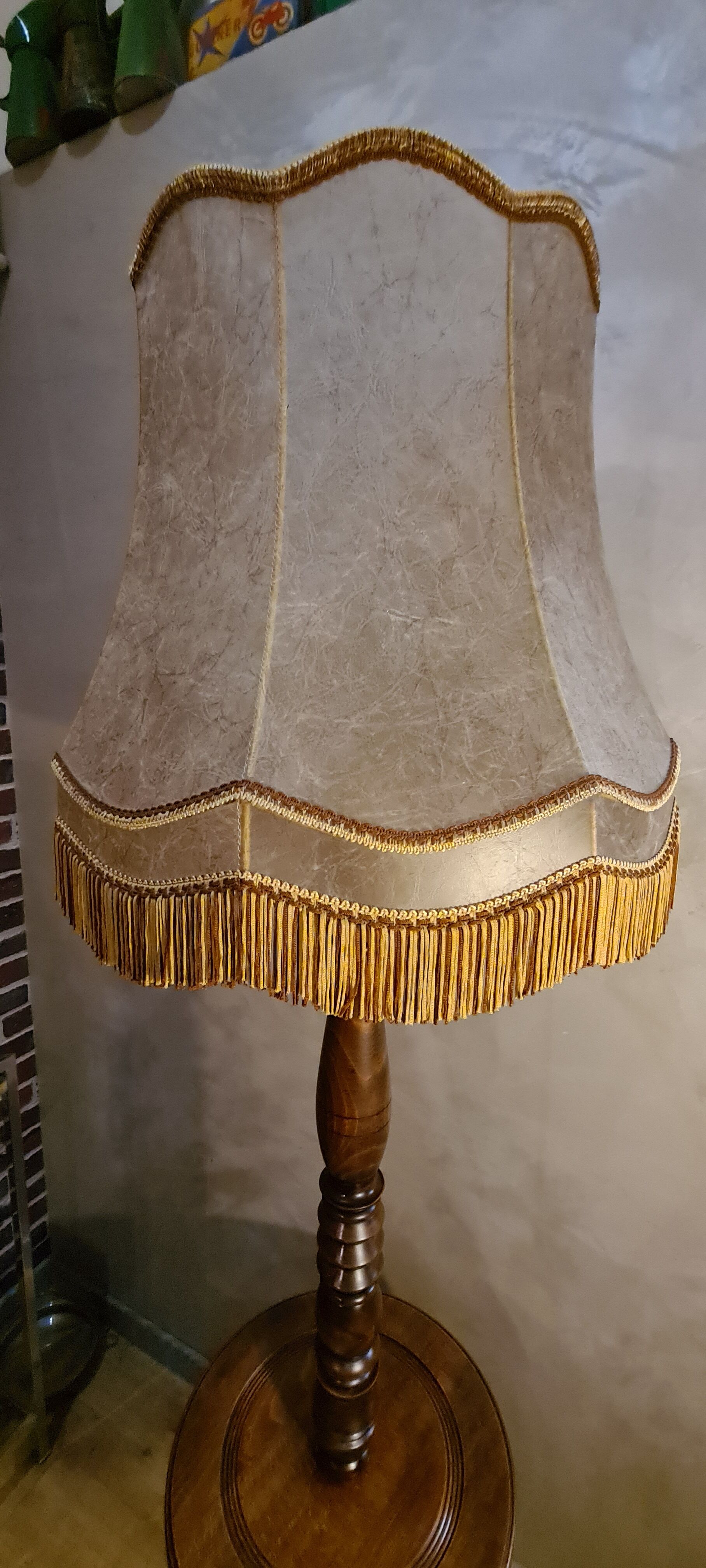 Turned wooden floor lamp 1940 to 50