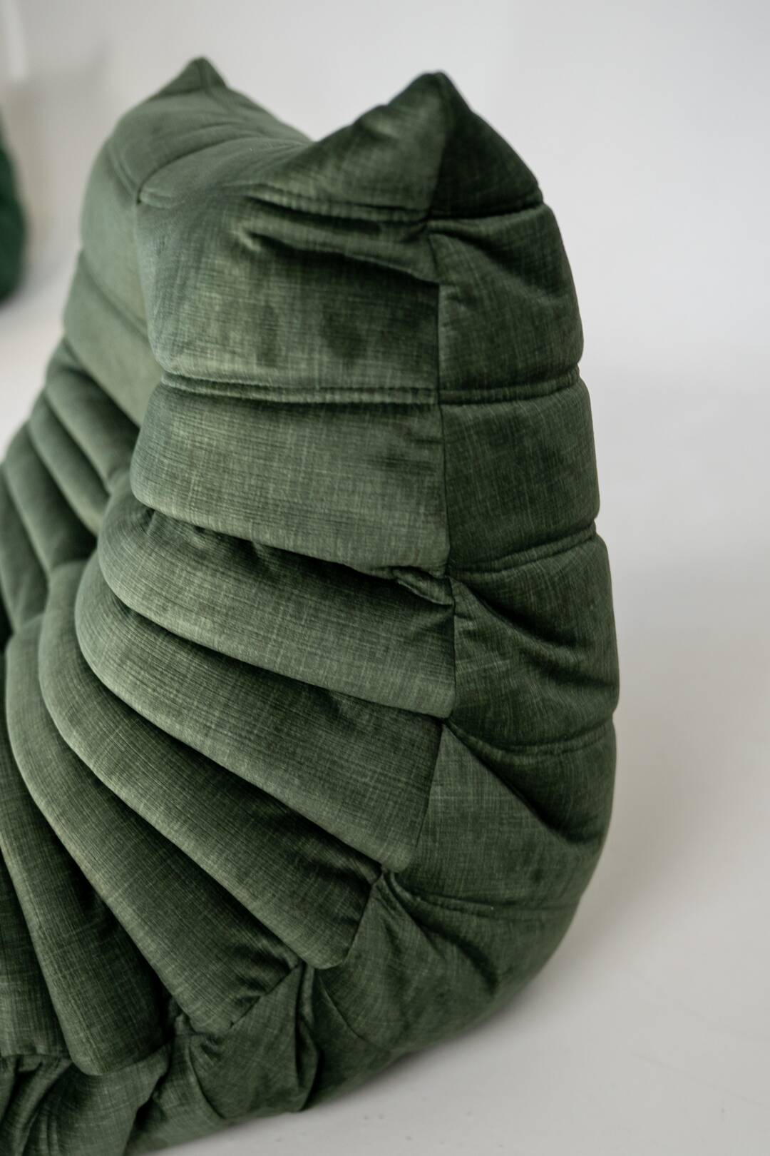 Togo set of armchair and pouf in moss velvet