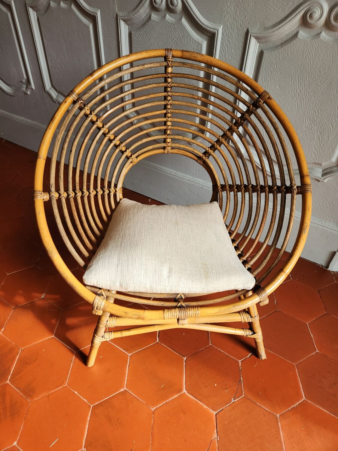 Large rattan armchair from the 70s