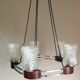 Lustre en chrome et teck à 5 feux style scandinave