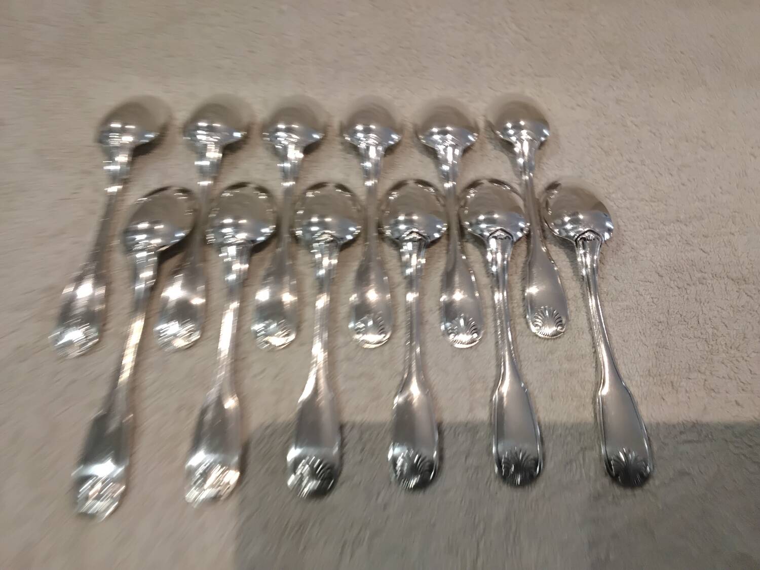 12 silver-plated coffee spoons, Christofle Vendome, 13.6 cm