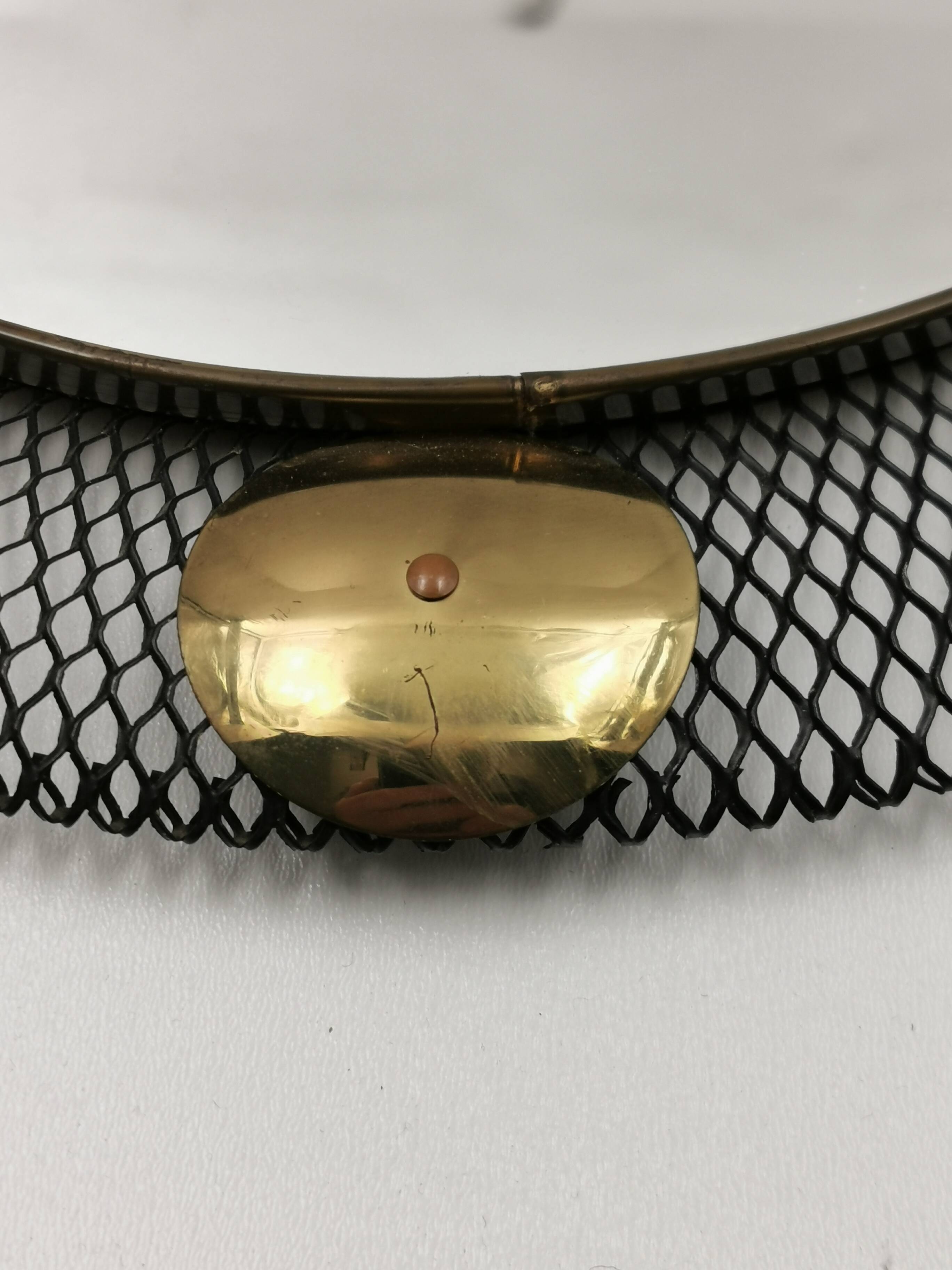 Vintage metal and brass openwork mirror Vereinigte Werkstätten Munich 1950
