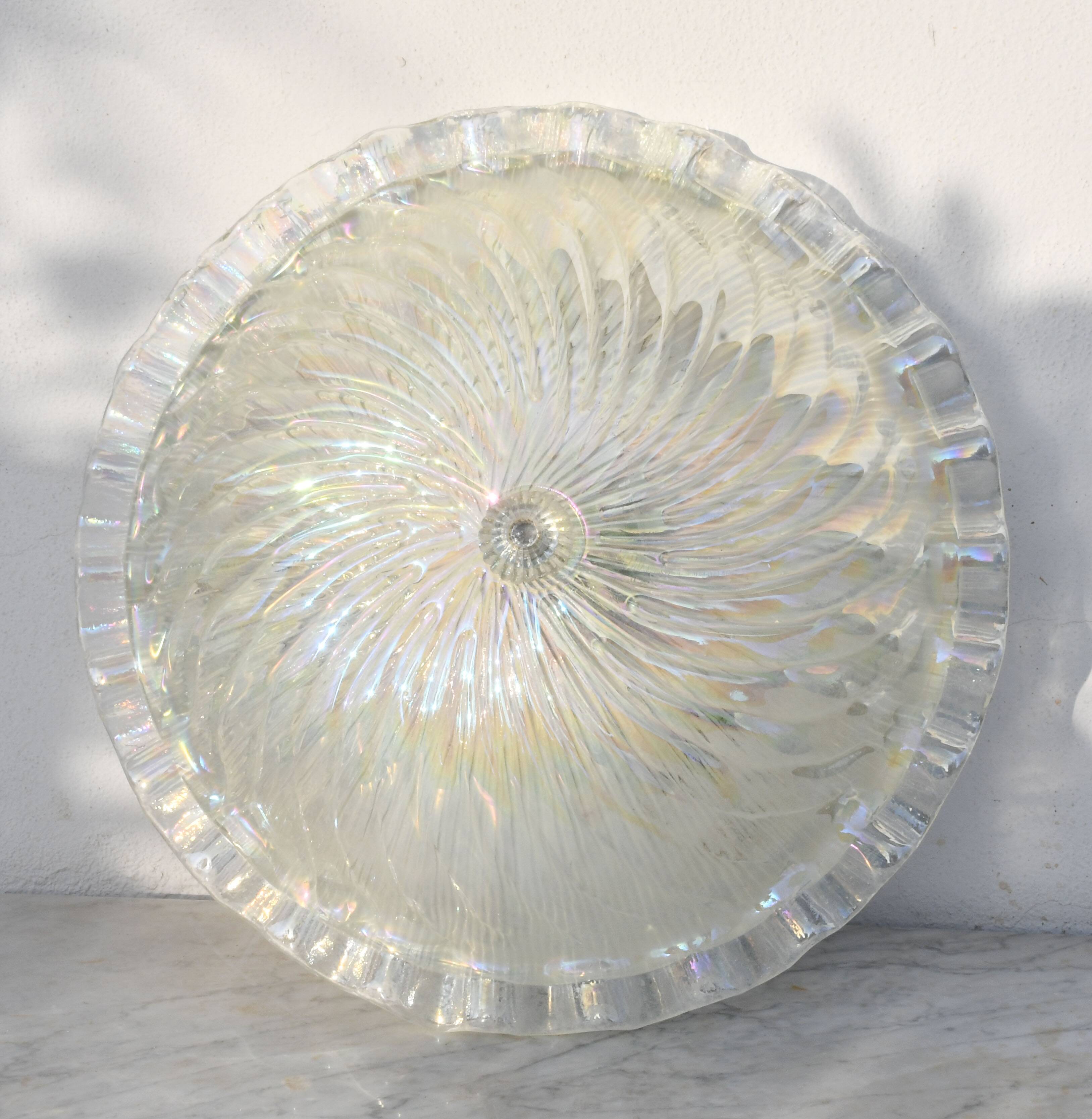 Plafonnier en verre irisé de Murano, 1970
