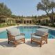 Pair of glacier blue rattan armchairs French Riviera vintage ép