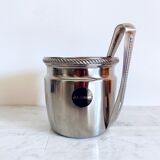 Vintage Alessi ice bucket with tongs from the Mercurio collection from the 1970s