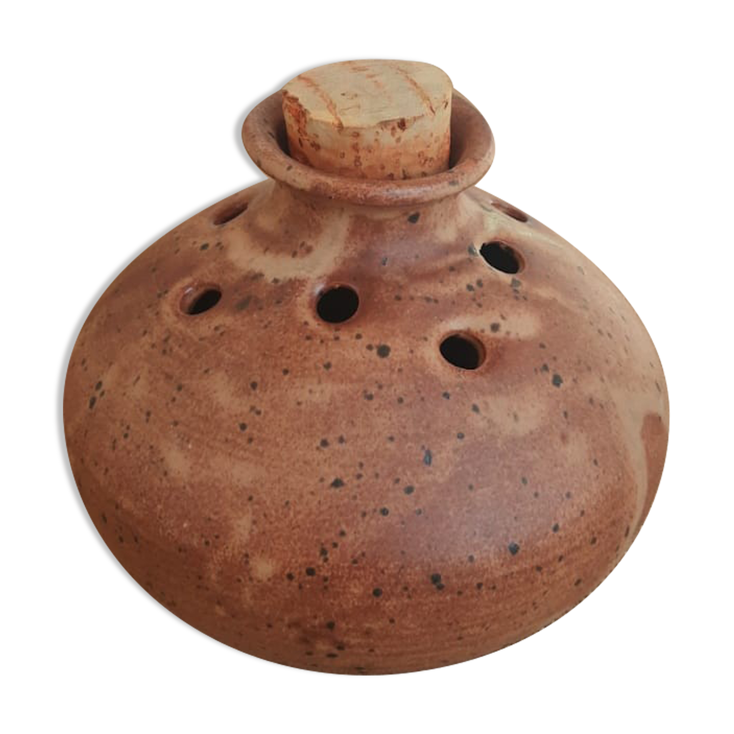 Vase pique flowers Vallauris in vintage sandstone