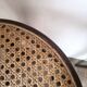 Set of 4 high bistro stools in curved wood and canework.