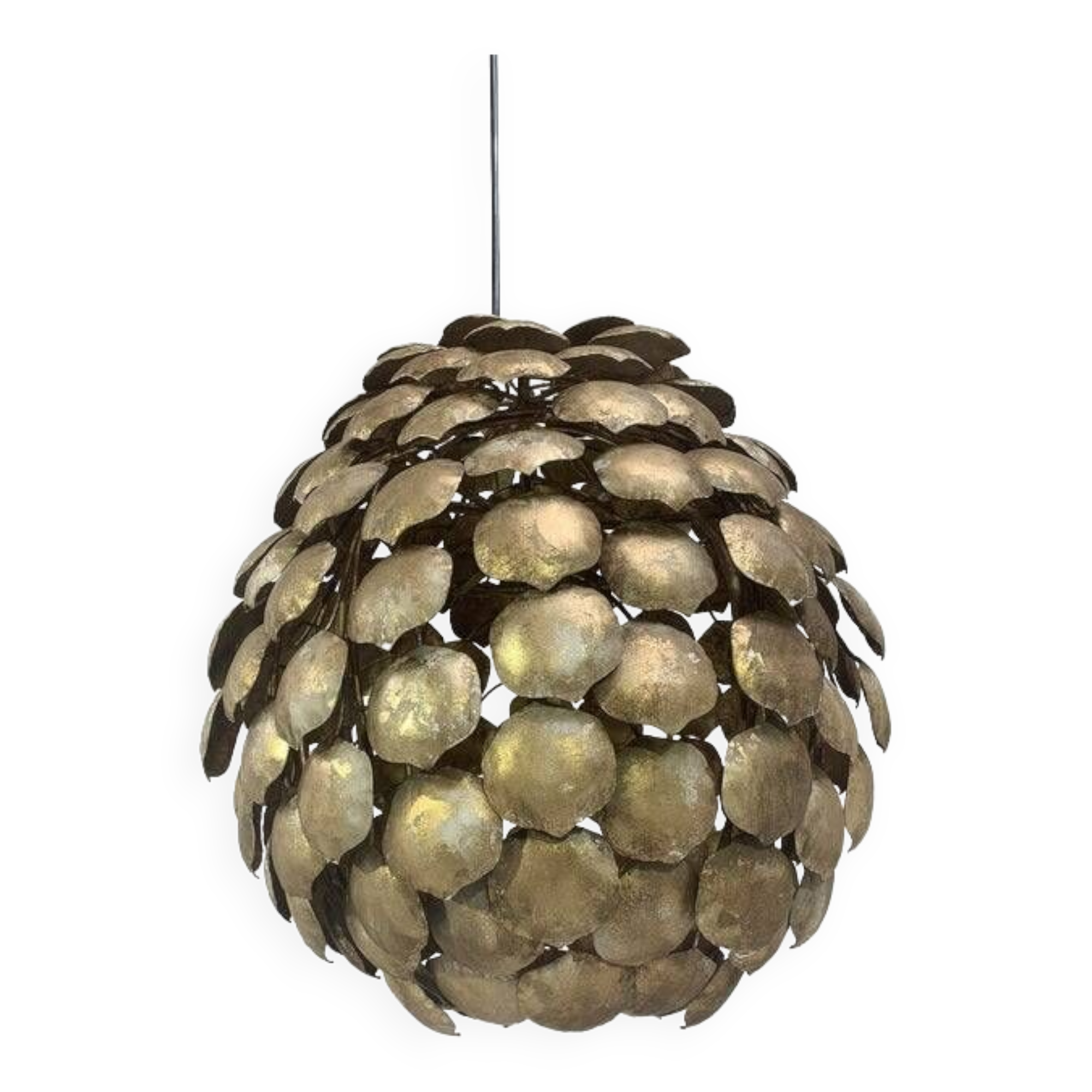 Contemporary gold florentine iron pendant light