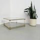 Table basse lucite, laiton et verre années 70