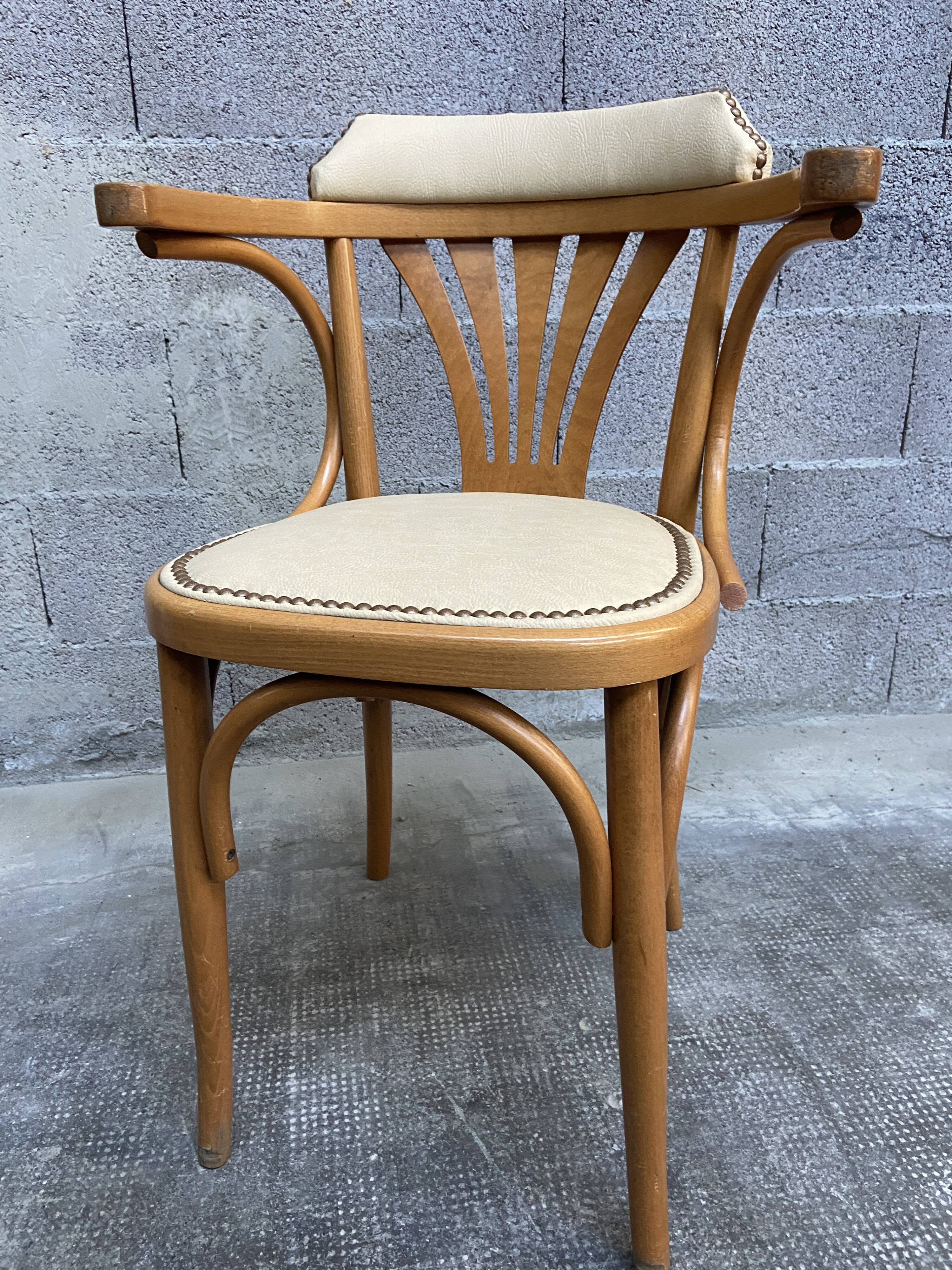 Office armchair curved wood  vintage 80s