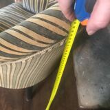 Pair of Original tapestry velvet stripe armchairs.