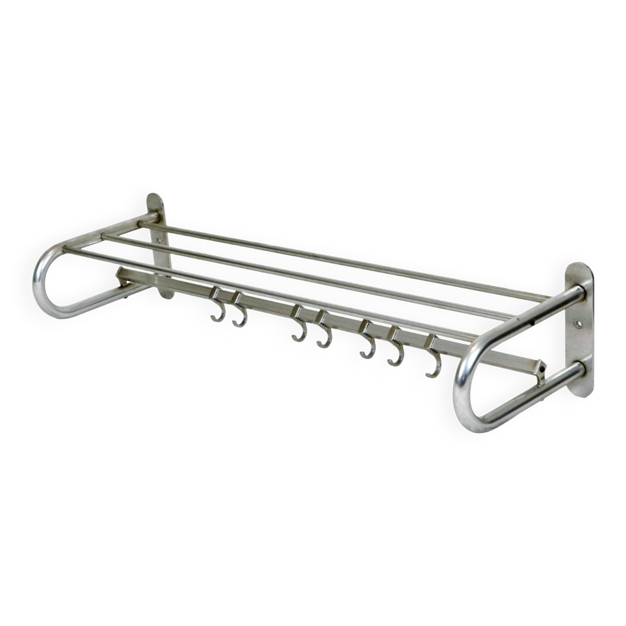 Modernist coat rack hat rack aluminum 7 hooks art deco style
