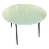 Round frosted glass table from the 70s