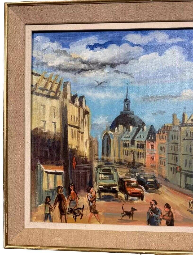 Ollier: oil on canvas mounted on panel, animated view of paris