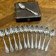Set of 12 small silver-plated Art Deco style spoons