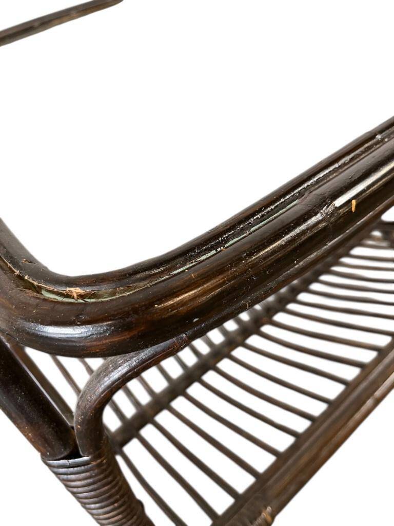 Vintage rattan side table / end table / plant table