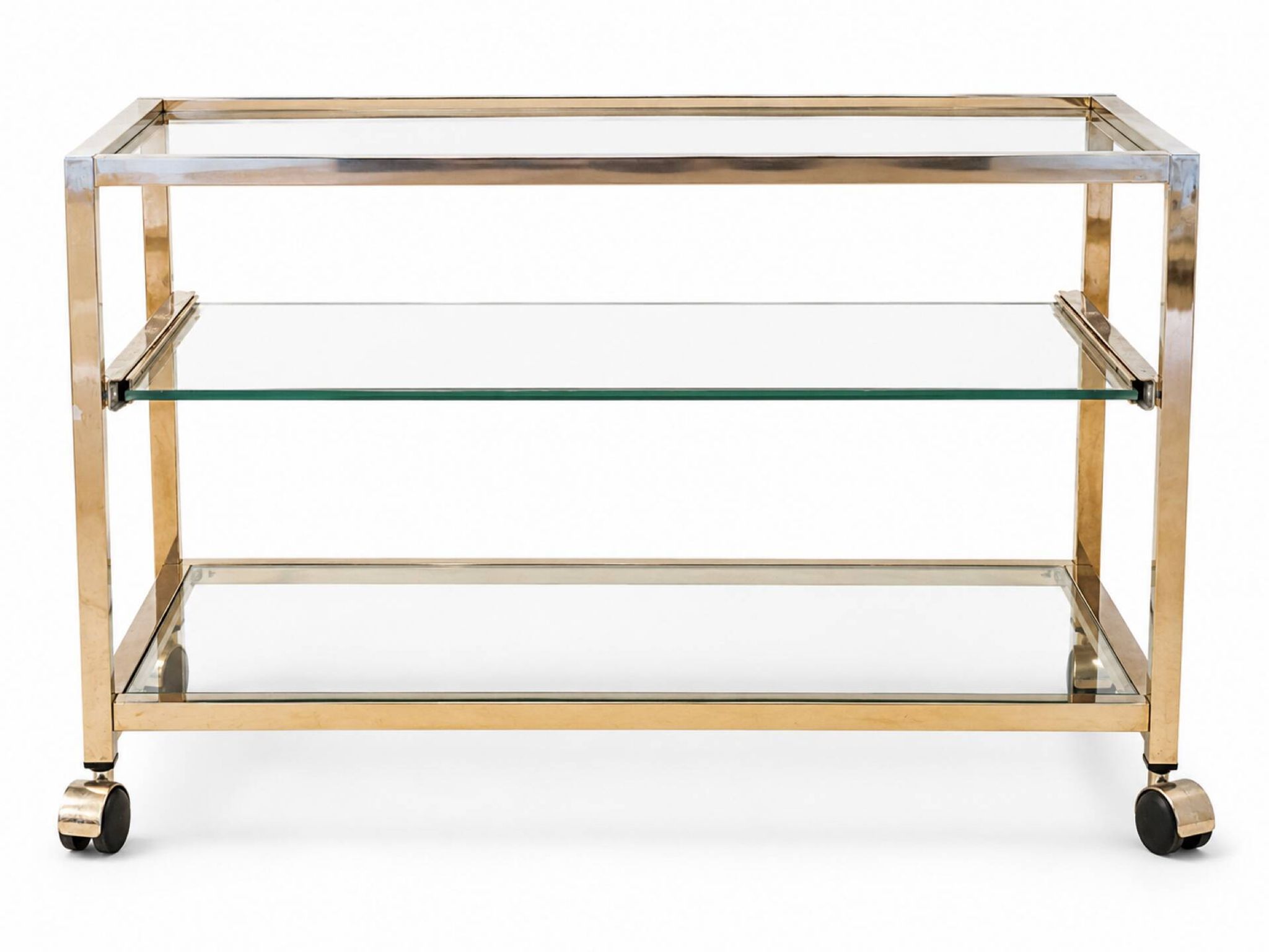 Titre  Desserte Hollywood Regency chrome & verre – années 70