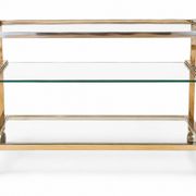 Titre  Desserte Hollywood Regency chrome & verre – années 70