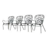 Set of 4 wrought iron garden chairs, France, 20th century