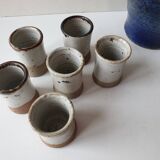Ensemble bouteille à liqueur + 6 tasses en grès Signé Albert Breton Vézelay