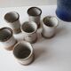 Set of liqueur bottle + 6 stoneware cups Signed Albert Breton Vézelay