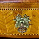 Chest of drawers with curved façade, transition style, in veneer of precious wood