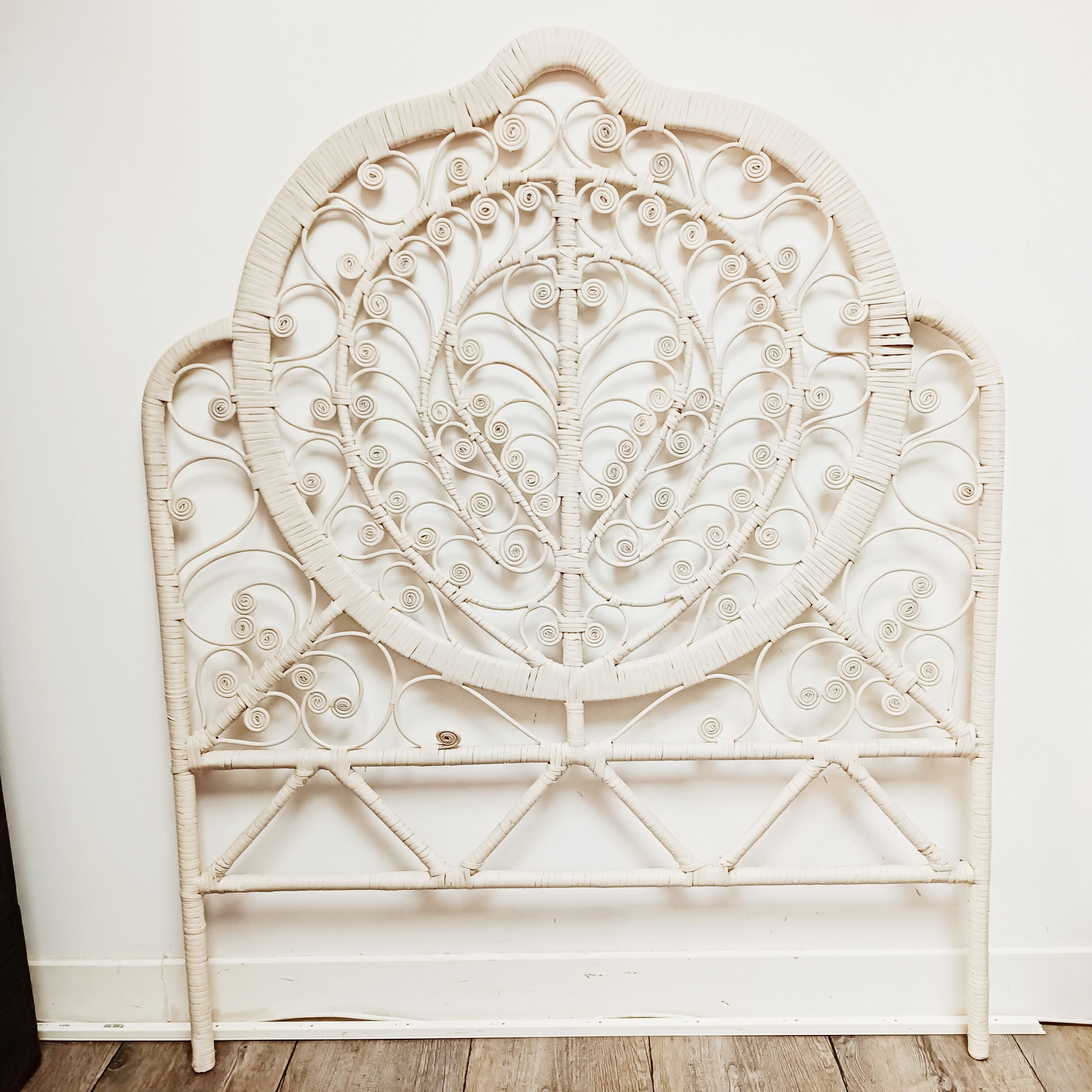Peacock rattan headboard