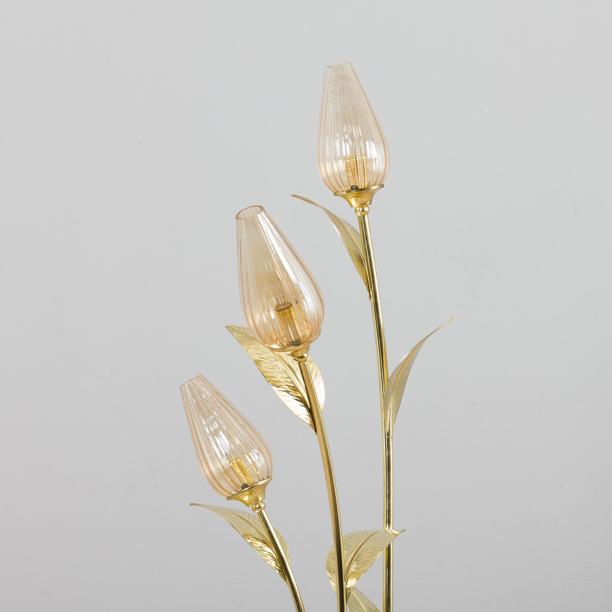 Italian floral brass floor lamp, 1970-80s