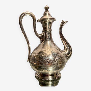 Napoléon III guilloché silver metal tea and coffee pot