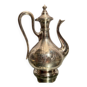 Napoléon III guilloché silver metal tea and coffee pot
