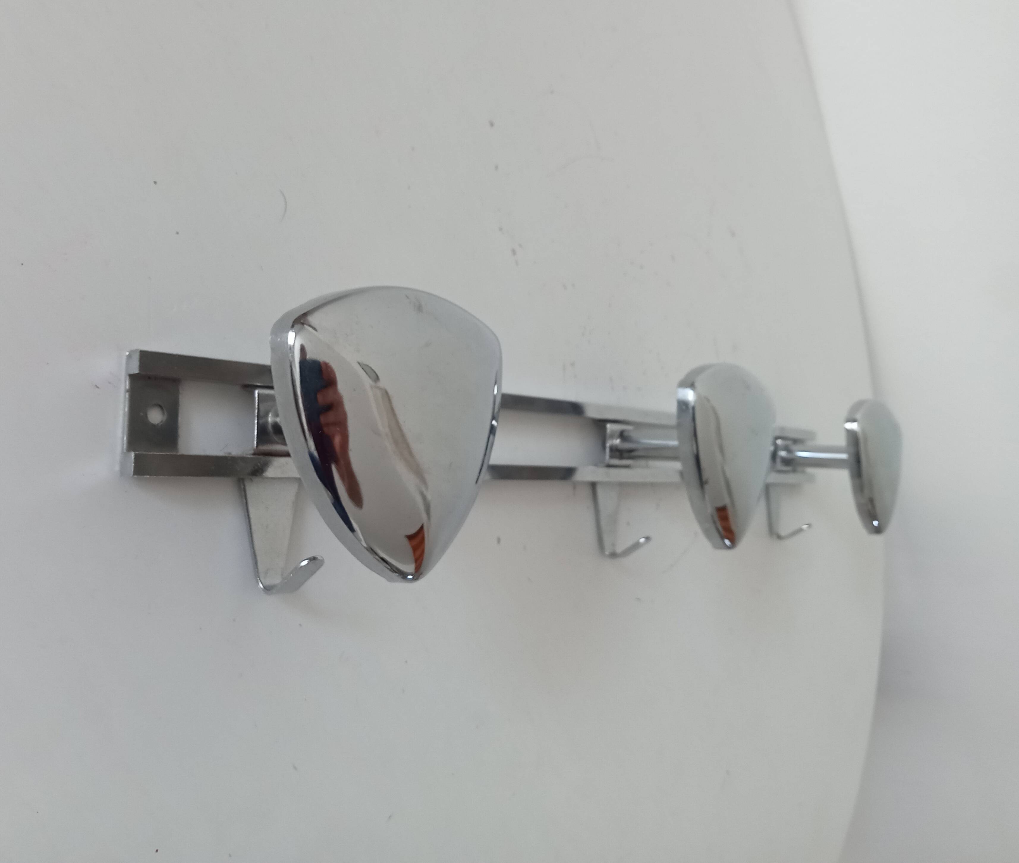 Vintage 1960s chrome wall coat rack automotive design