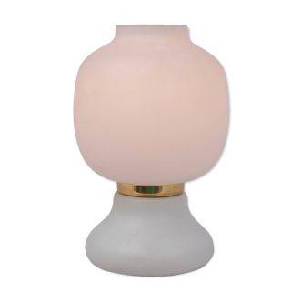 Wooden and opaline glass lamp