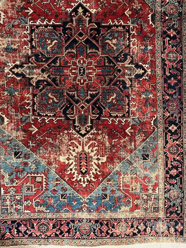 Ancient Heriz Carpet – Cobalt Blue & Indigo – 330 x 218 cm