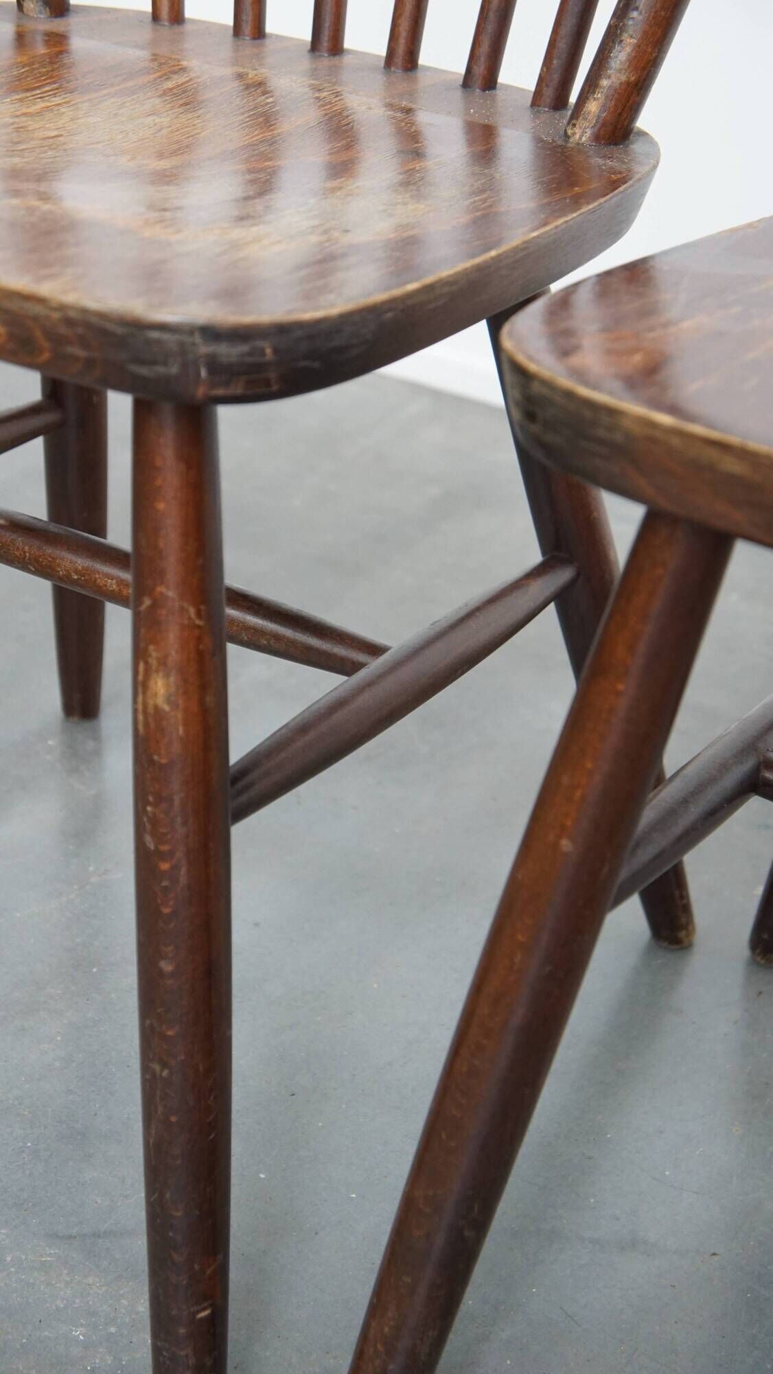 Set of 2 Vintage Wooden Spindle Windsor Chairs from the 1970s