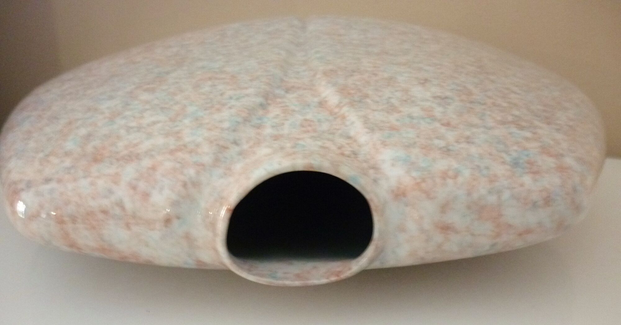 Vintage glazed ceramic lentil vase, 70s design, signed Virebent