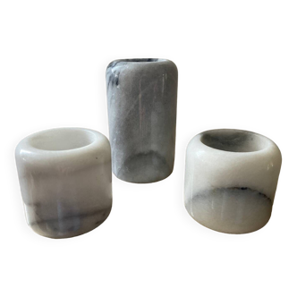 Trio of marble candle holders from the 70s