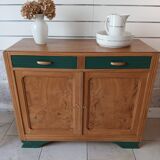 Buffet in elm burl, restyled in green and wood