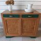 Buffet in elm burl, restyled in green and wood