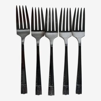 5 fourchettes en métal argenté art déco
